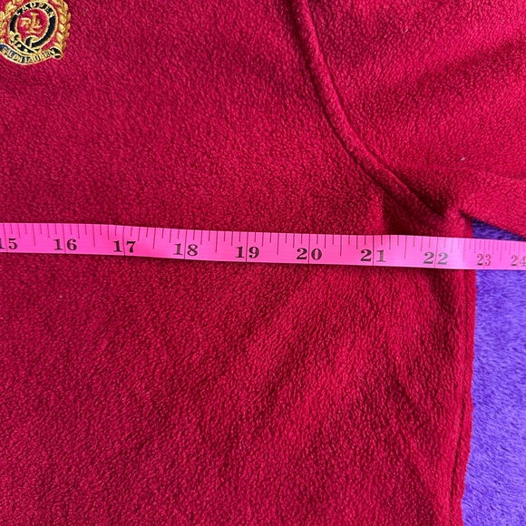 VINTAGE Ralph Lauren Zip Pullover 1/4 Zip Fleece Sweater Size‎ Small Petite Red - Picture 7 of 8